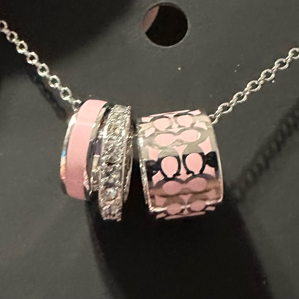 Coach Silver Necklace with Pink Accents - Picture 2 of 3